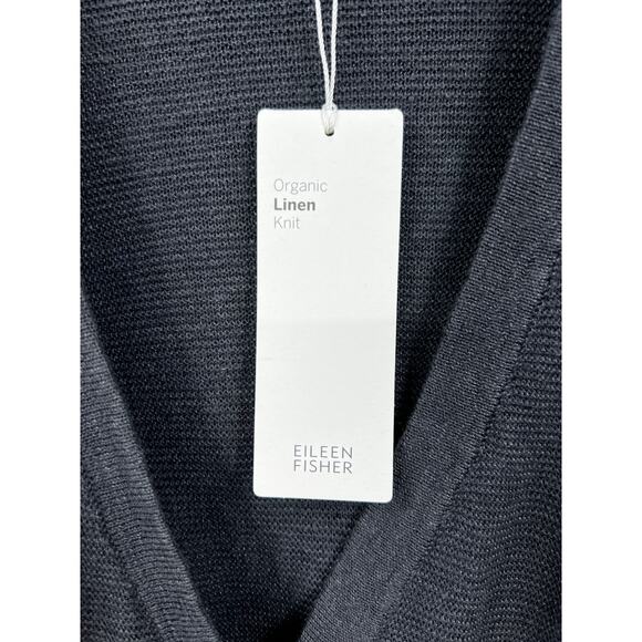 Eileen Fisher Organic Linen Knit Graphite Hooded Wrap Cardigan XXS NWT - Picture 2 of 10